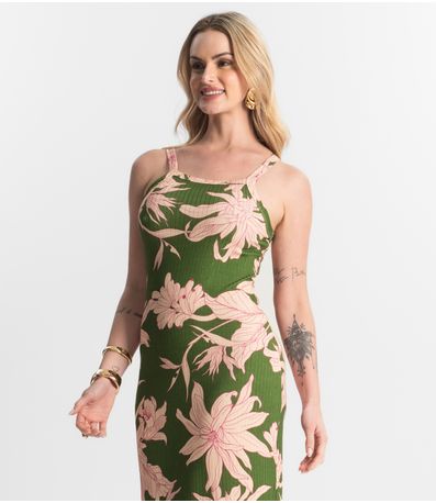 Vestido Midi Canelado Select Verde