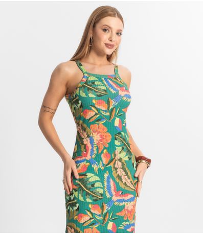 Vestido Midi Canelado Select Verde