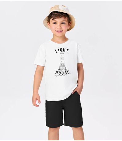 Conjunto Menina Camiseta Com Bermuda Trick Nick Branco