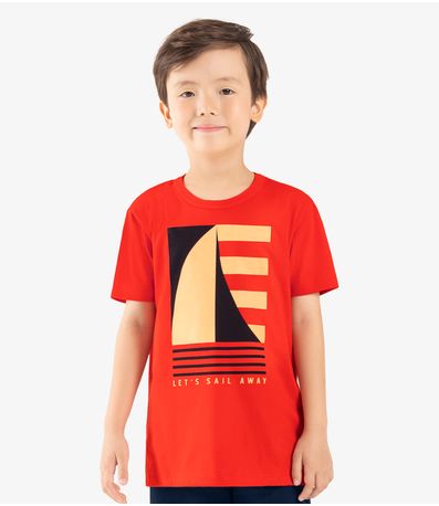 Conjunto Infantil Camiseta Com Bermuda Rovi kids Laranja