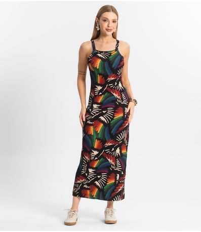 Vestido Midi Canelado Select Vermelho