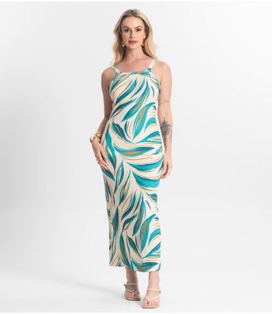 Vestido Midi Canelado Select Bege