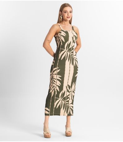 Vestido Midi Canelado Select Verde