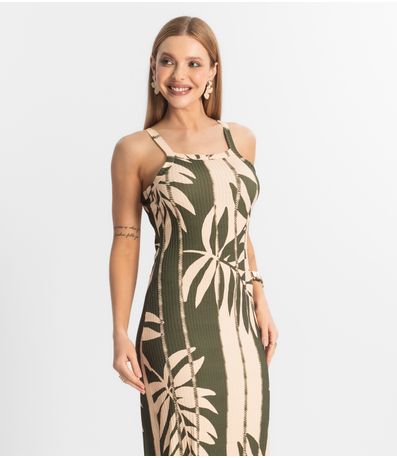 Vestido Midi Canelado Select Verde