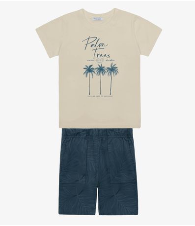Conjunto Infantil Camiseta Com Bermuda Trick Nick Bege