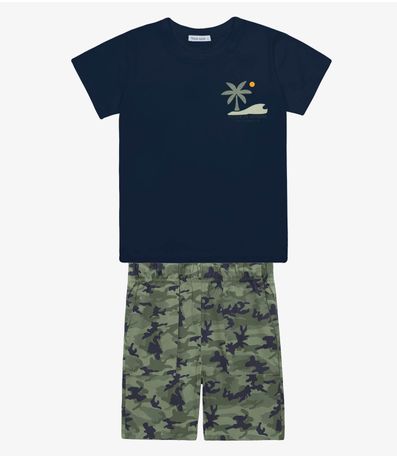 Conjunto Infantil Camiseta Com Bermuda Trick Nick Azul