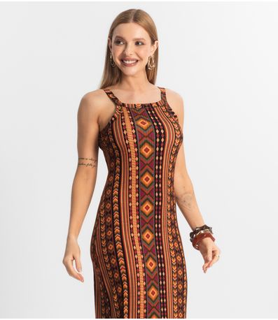 Vestido Midi Canelado Select Laranja