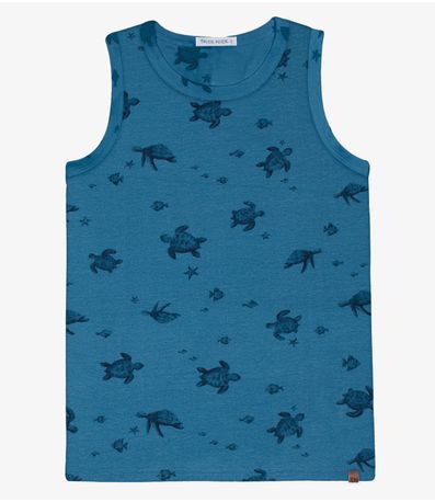 Regata Machão Infantil Menino Cotton Trick Nick Azul