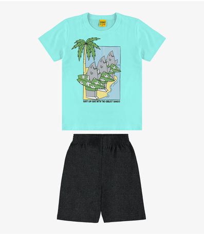 Conjunto Infantil Camiseta Com Bermuda Rovi kids Azul