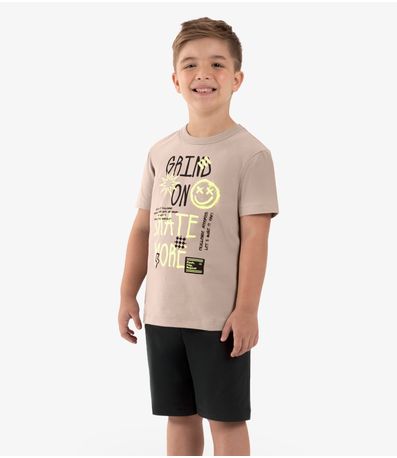 Conjunto Infantil Camiseta Com Bermuda Rovi kids Marrom