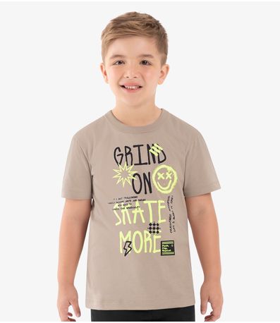 Conjunto Infantil Camiseta Com Bermuda Rovi kids Marrom