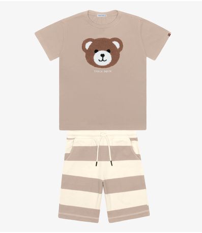 Conjunto Infantil Camiseta Com Bermuda Trick Nick Marrom