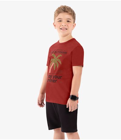 Conjunto Infantil Camiseta Com Bermuda Rovi kids Laranja
