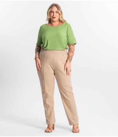 Calça Plus Size Secret Glam Marrom
