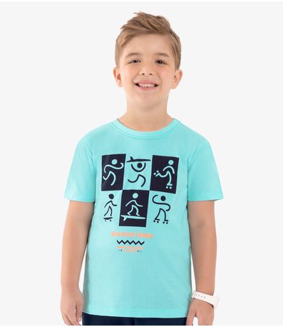 Conjunto Infantil Camiseta Com Bermuda Rovi kids Azul