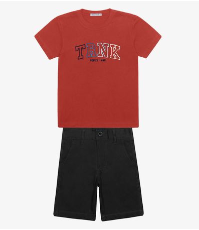 Conjunto Infantil Camiseta Com Bermuda Trick Nick Laranja