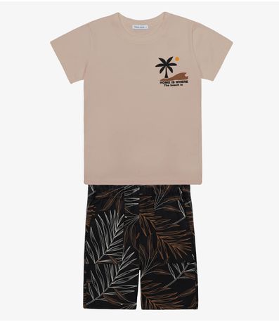 Conjunto Infantil Camiseta Com Bermuda Trick Nick Marrom