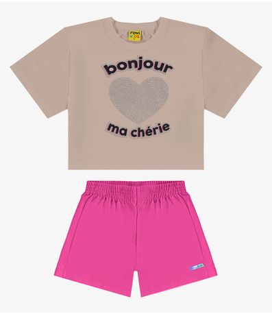 Conjunto Infantil Blusa Com Shorts Rovi Kids Marrom