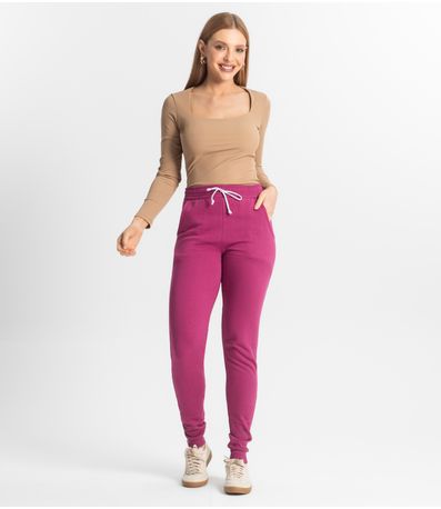 Calça Jogger Feminina De Moletom Peluciado RechSul Roxo