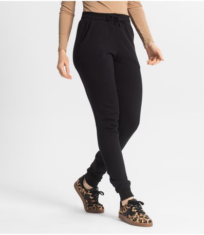 Calça Jogger Feminina De Moletom Peluciado RechSul Preto