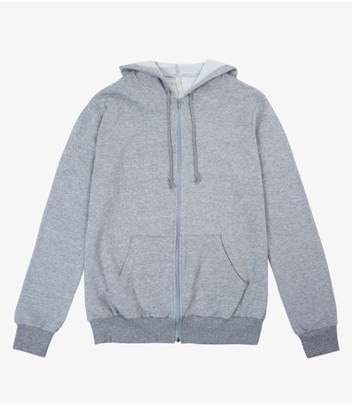 Jaqueta Feminina Plus Size De Moletom RechSul Cinza