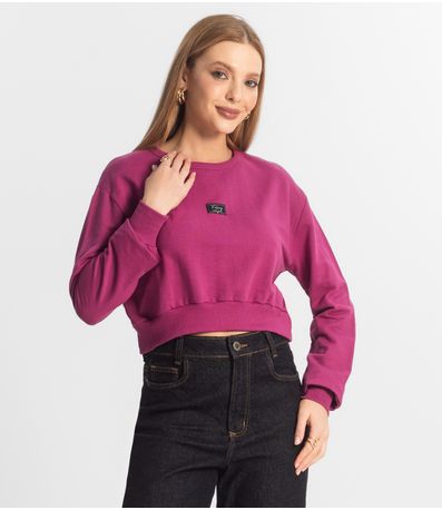 Blusão Cropped Feminino De Moletom Rech Sul Roxo