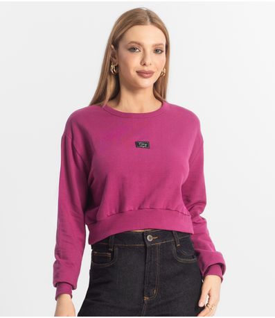 Blusão Cropped Feminino De Moletom Rech Sul Roxo
