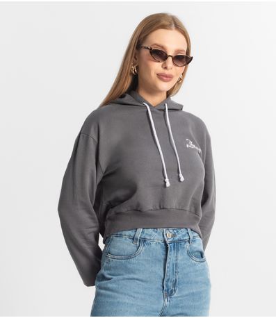 Blusão Cropped Feminino De Moletom RechSul Cinza