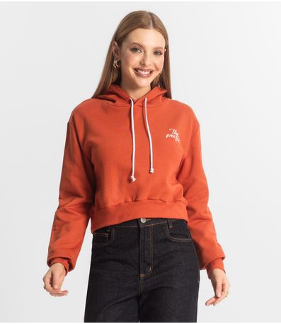 Blusão Cropped Feminino De Moletom RechSul Laranja
