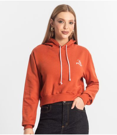 Blusão Cropped Feminino De Moletom RechSul Laranja