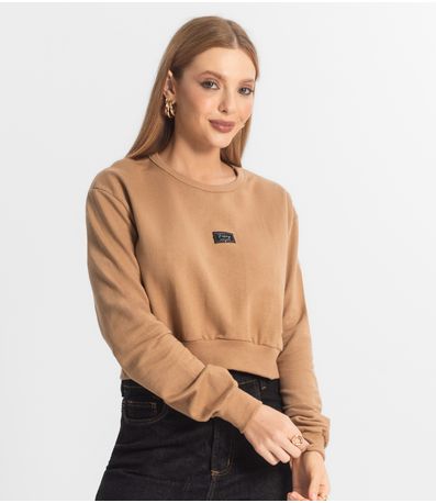 Blusão Cropped Feminino De Moletom Rech Sul Marrom