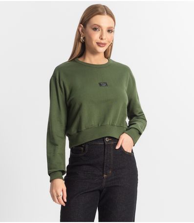 Blusão Cropped Feminino De Moletom Rech Sul Verde