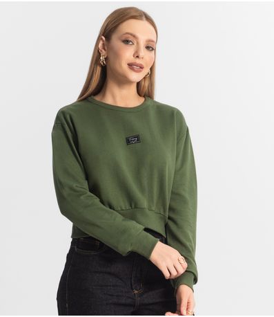 Blusão Cropped Feminino De Moletom Rech Sul Verde