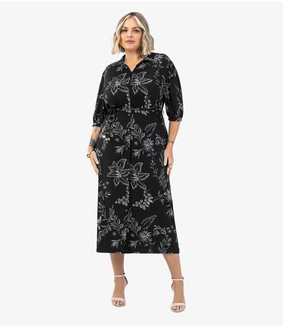 Vestido Midi Feminino Plus Size Secret Glam Preto