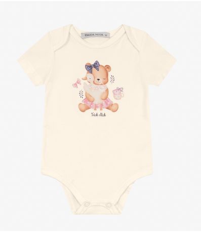 Body feminino em Cotton Leve Trick Nick Bege