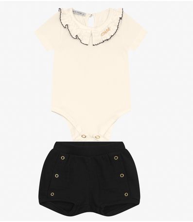 Conjunto Body e Calcinha em Cotton Leve Trick Nick Bege