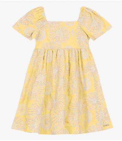 Vestido Infantil em Algodão Flor Trick Nick Amarelo