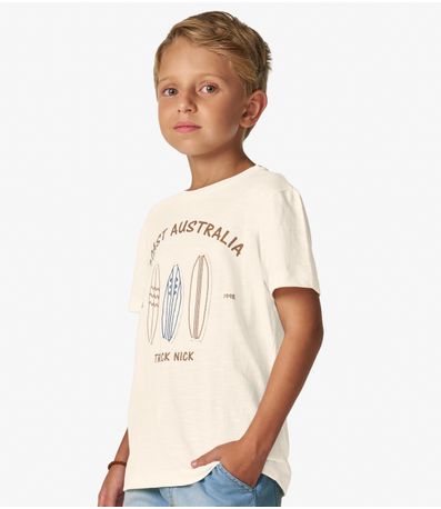 Conjunto Infantil Camiseta e Bermuda Trick Nick Bege