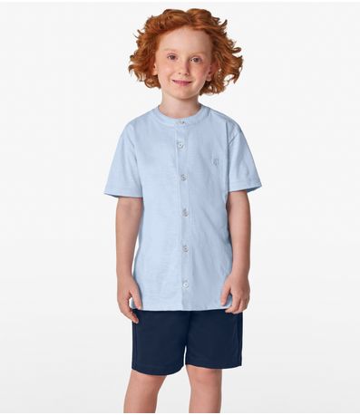 Camisa Masculina em Meia Malha MaquinetaTrick Nick Azul