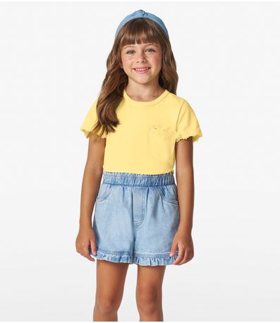 Blusa feminina Infantil em Meia Malha Trick Nick Baunilha