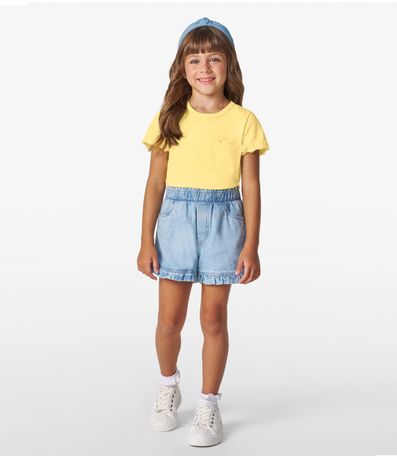 Blusa feminina Infantil em Meia Malha Trick Nick Baunilha