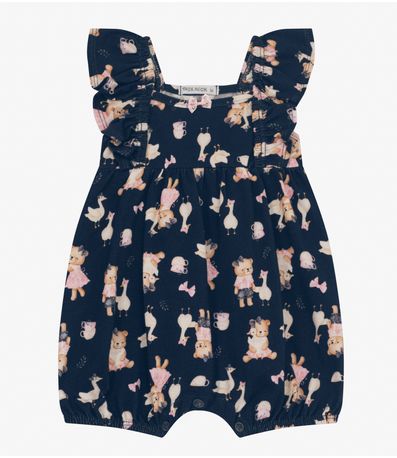Macaquinho infantil Feminino em Cotton Trick Nick Azul