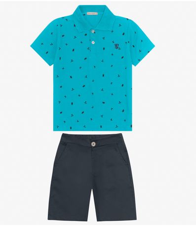 Conjunto Polo com Bermuda Trick Nick Azul