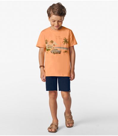 Camiseta Masculina em Meia Malha Trick Nick Laranja