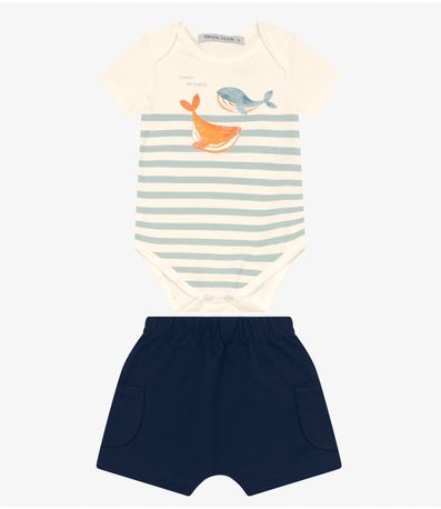 Conjunto Body com Bermuda Masculino Trick Nick Bege