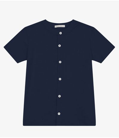 Camisa Masculina em Meia Malha MaquinetaTrick Nick Azul