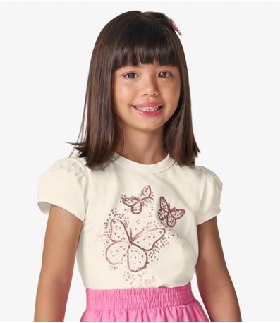 Blusa feminina em Cotton Leve Trick Nick Off White