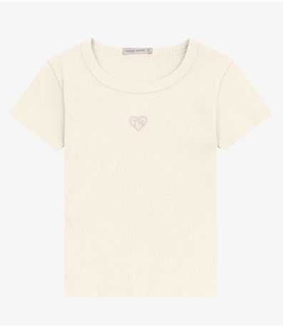 Blusa feminina em Ribana 2x1 Mescla Trick Nick Off White