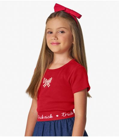 Blusa feminina infantil em Ribana 2x1 Trick Nick Vermelho
