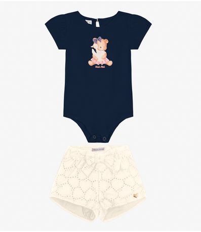 Conjunto Infantil Body com Shorts Trick Nick Azul Marinho
